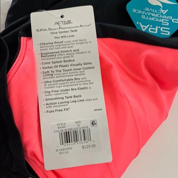 Chlorine Resistant Women’s Pink & Black Scoop Neck 1 Piece - Picture 11 of 12